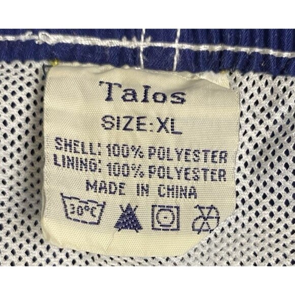 Talos Men's Swim Trunks Blue White Stripe Pockets Side Front Elastic Waist XL - Picture 8 of 9